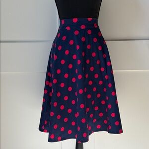 Navy Blue With Dark Pink Polka Dot Skirt